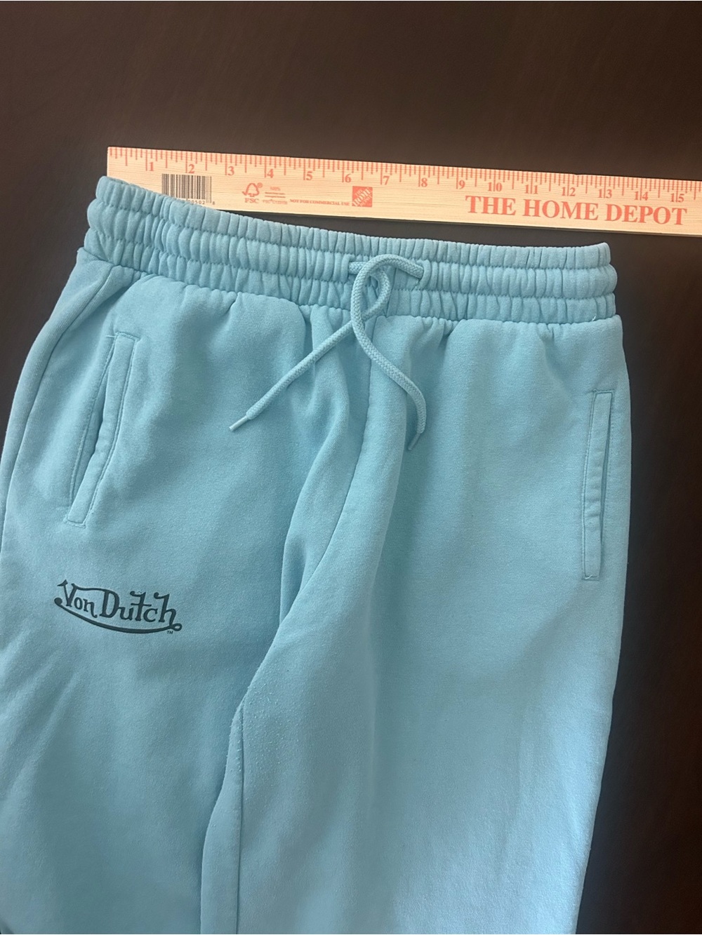 Y2K Von Dutch Skull Rise Graphic Light Blue Streetwear Baggy Sweatpants Size S - Picture 5 of 8